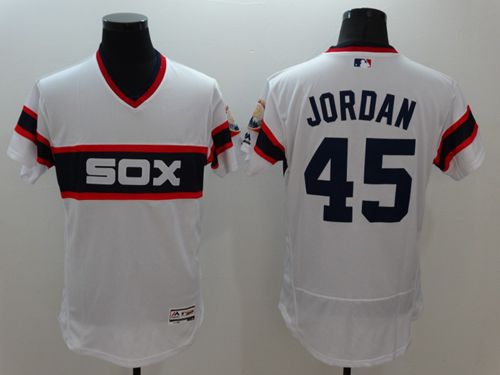 White Sox #45 Michael Jordan White Flexbase Authentic Collection Stitched MLB Jersey - Click Image to Close